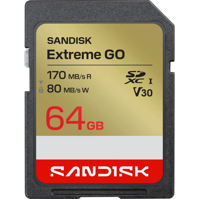 SanDisk SDXC Extreme GO 64GB (UHS-1, R 170MB/s / W80MB/s, 4K)