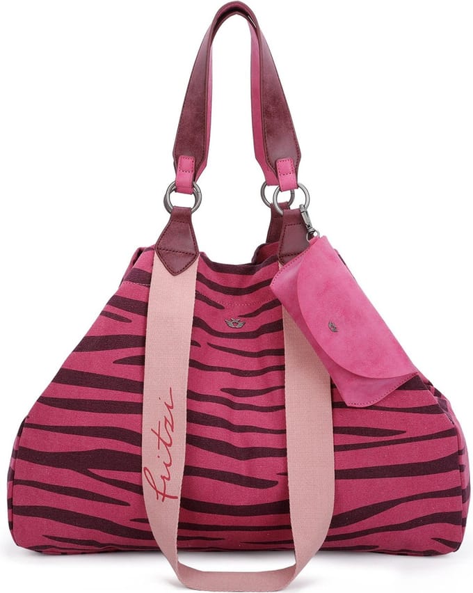 Fritzi aus Preußen Schoudertas Handtas Canvas Izzy Bag Zebra Pink Roze