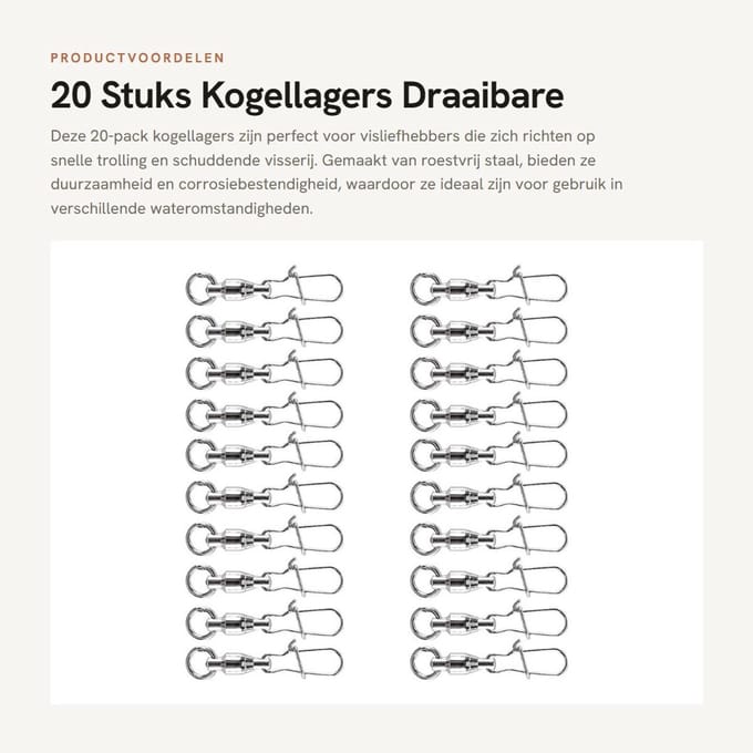 Dailygoods - 20 Stuks Kogellagers Draaibare Snelkoppeling voor Vissen