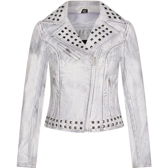 Gothic leren bikerjack voor dames met studs-Bilbao