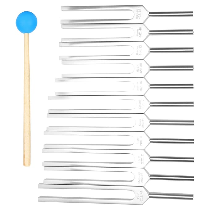 Ensemble de 11 outils de diapason, marteau, alliage d'aluminium, thérapie sonore, relaxation white