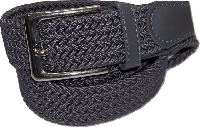 Grijs - Elastische Comfort Riem - maat 140 cm - Gevlochten - 100% Elastisch - Nikkelvrije Gesp