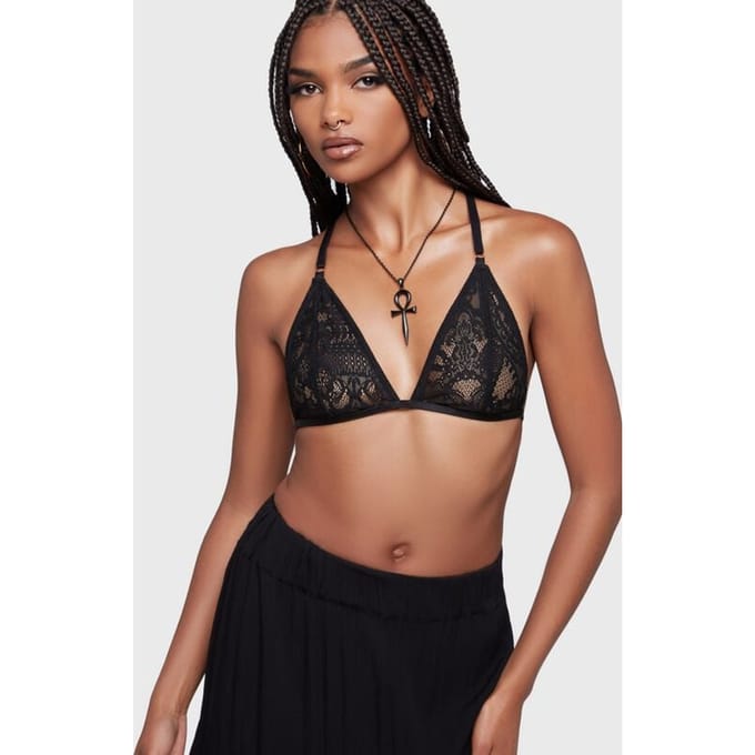 Killstar - Gothic BH - Twilight Boho Summer - Moura Bralet - M tot XXL - voor Vrouwen - zwart