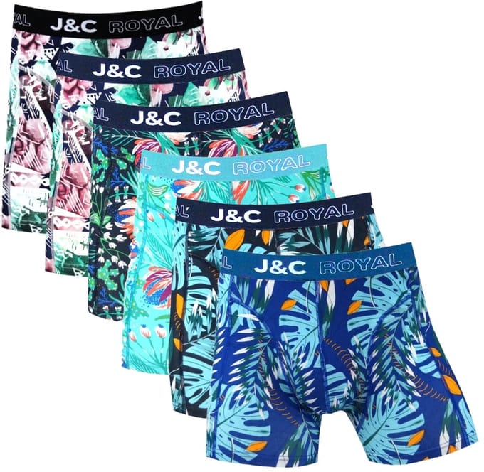 J&C Underwear heren boxershorts - 6-pack - maat M - Multi flowers