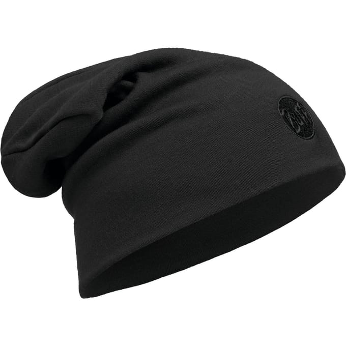 Buff Merino zwaargewicht muts, unisex zwarte pet One size zwart