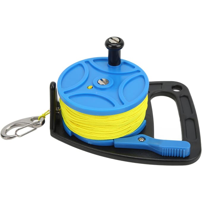 Moulinets de plongée Bobine de corde d'ancre Moulinet de doigt Polyvalent avec clip 83m Fil pour Plongée souterraine Plongée d'exil Roue bleue gray