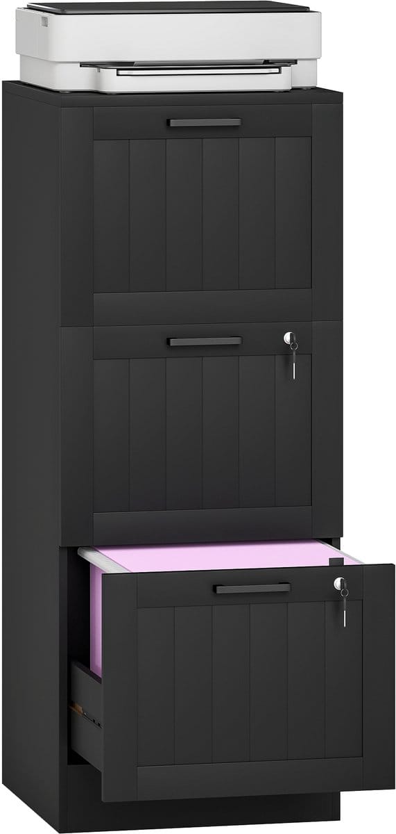 HOMCOM-archiefkast - MDF - 40x40x101cm - Zwart