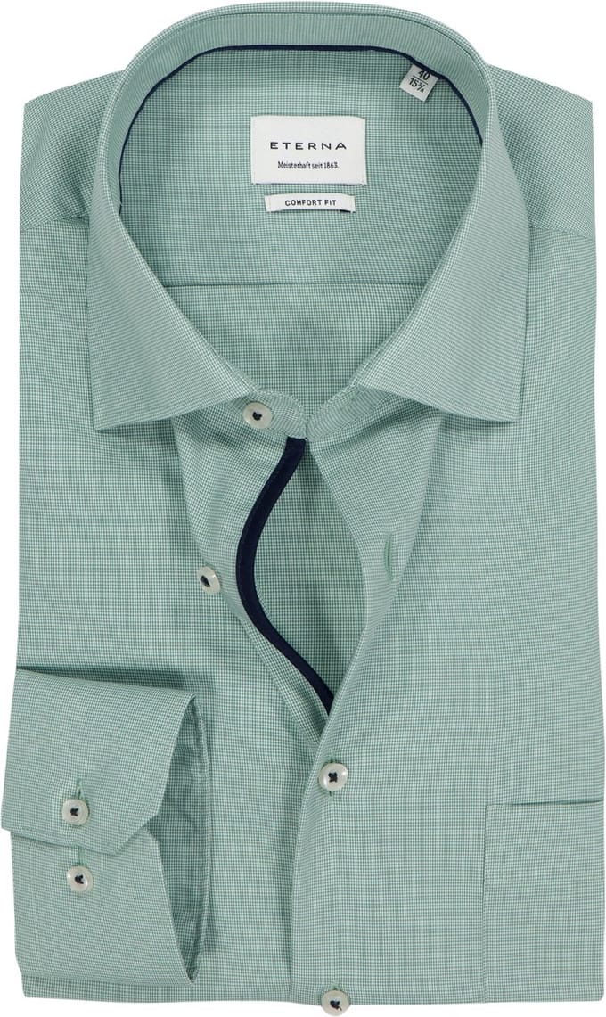 ETERNA comfort fit overhemd - structuur - groen - Strijkvrij - Boordmaat: 49 (EU maat: 4XL)