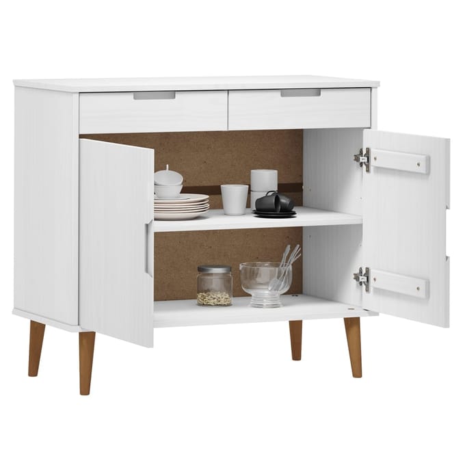 vidaXL - Dressoir - MOLDE - 90x40x80 - cm - massief - grenenhout - wit