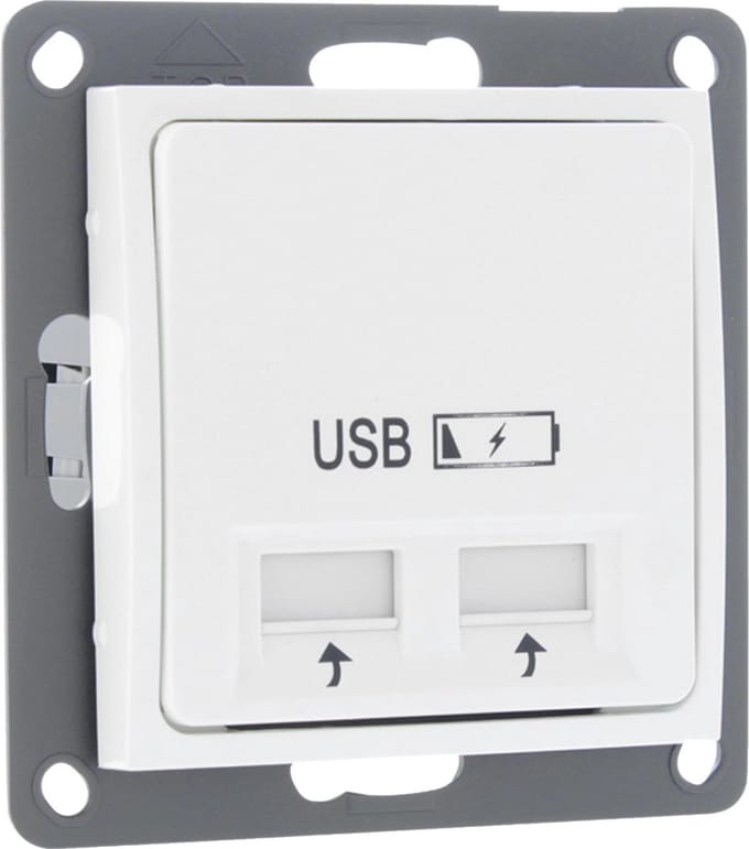 Q-LINK S2 CONTACTDOOS INBOUW 2XUSB VIJFVOUDIG POLARWIT