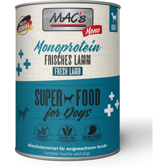 MAC’s Hondenvoer Natvoer Blik - Mono Sensitive Lam - 6 x 800g