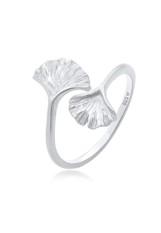 Elli - Ring - Dames Gingko Blad Open Trend in 925 sterling zilver verguld - Dames