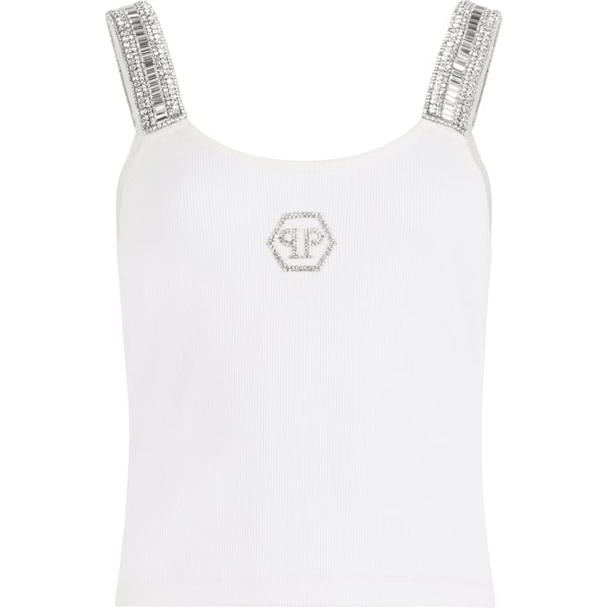 Rib Tank Top Strass Hexagon