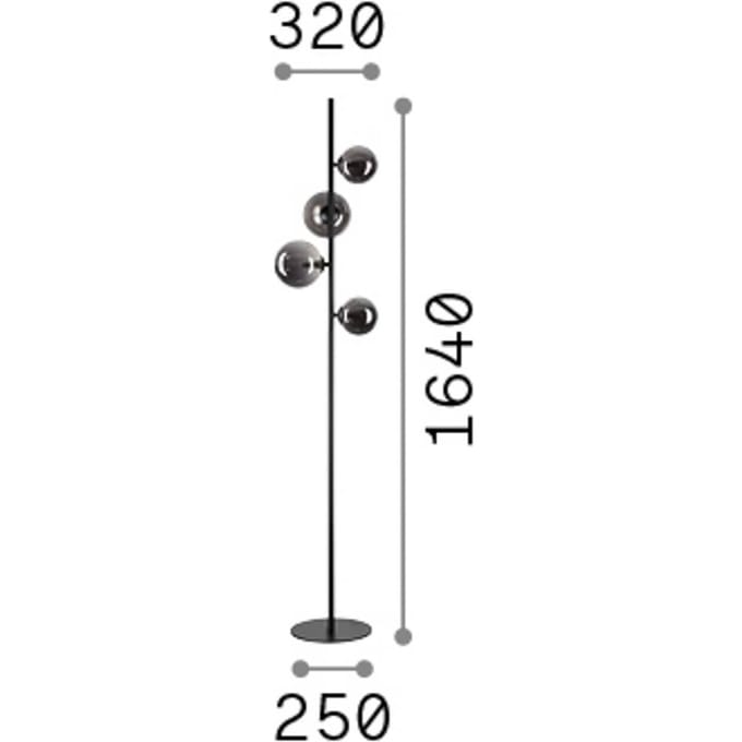 IDEAL LUX vloerlamp Perlage messing/wit, hoogte 164 cm, 4-lamps