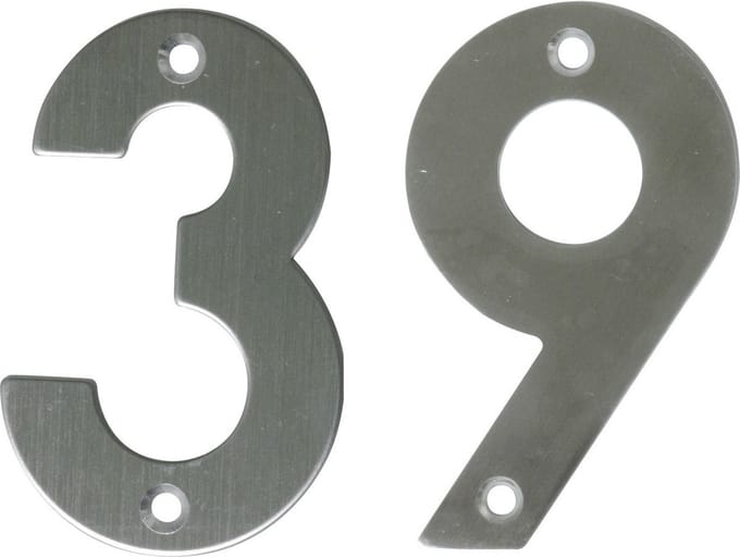 AMIG Huisnummer 39 - massief Inox RVS - 10cm - incl. bijpassende schroeven - zilver