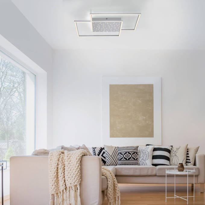 Paul Neuhaus Yuki LED plafondlamp, hoekige vorm