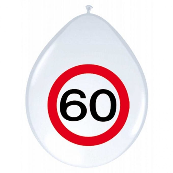 16x stuks Ballonnen 60 jaar verkeersbord versiering