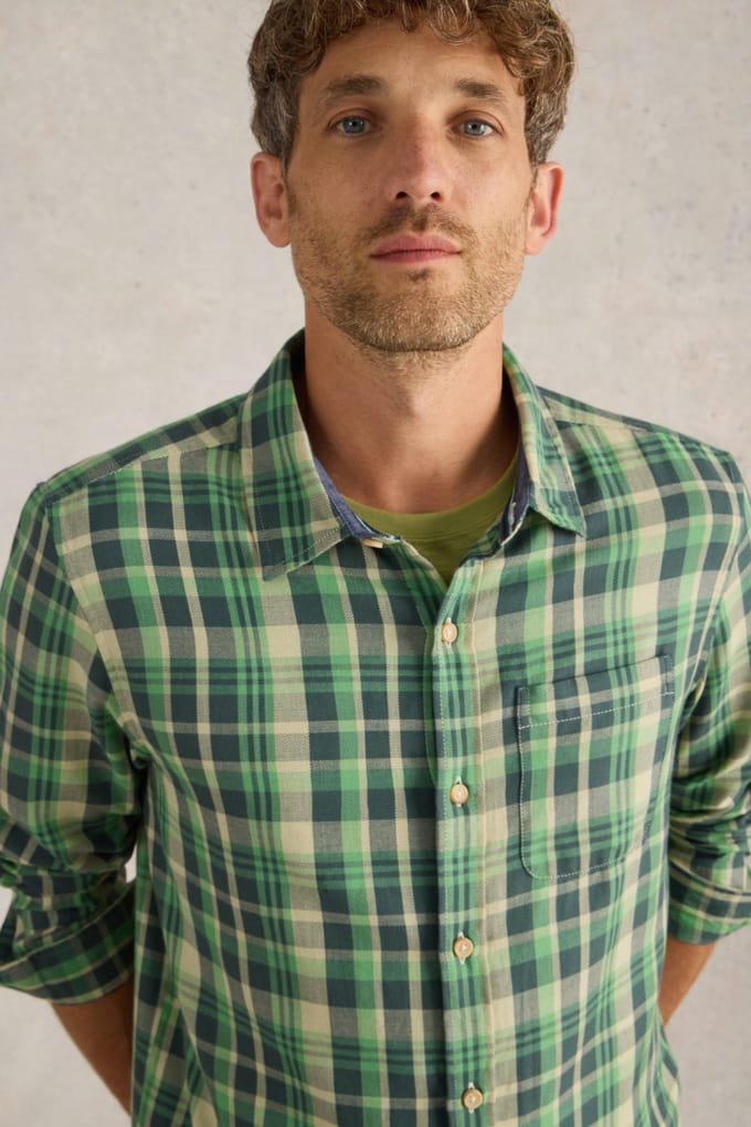 White Stuff Moxley Brushed Ls Check Shirt Green Multi Größe: S | Casual hemden Outlet | Herren | Grün