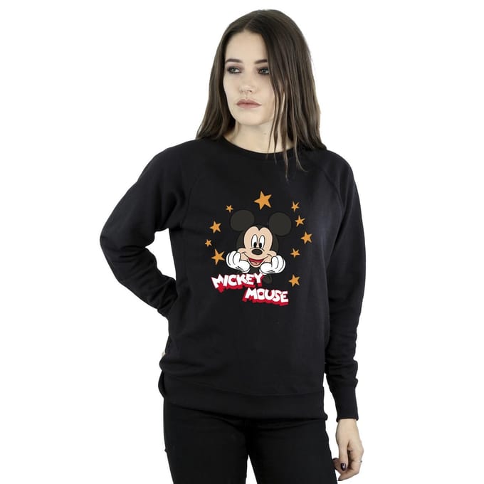 Disney Dames/Dames Mickey Mouse Sterren Sweatshirt (Zwart)
