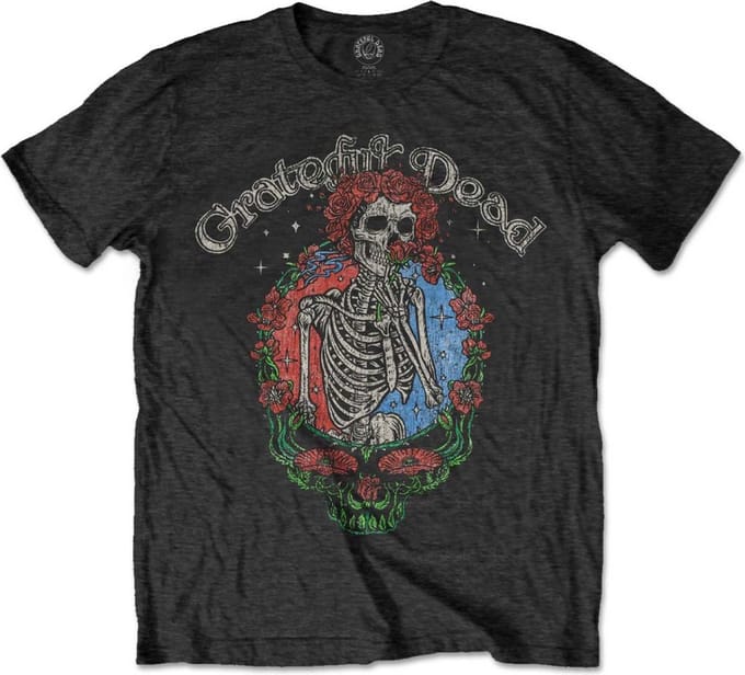Grateful Dead - Floral Stealie Heren Tshirt - M - Zwart