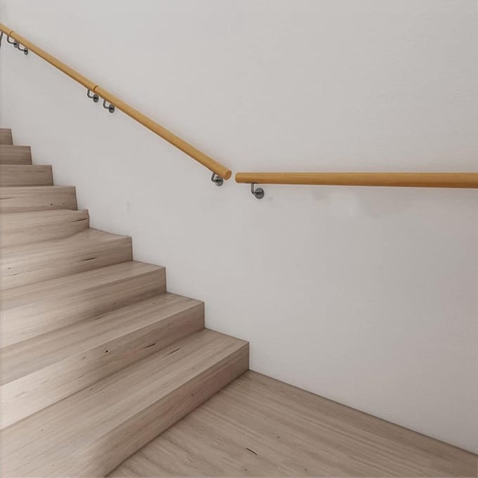 Houten Trapleuning - Wandleuning - Extra Veiligheid - Sterke Steun - 80 cm - Houtkleur
