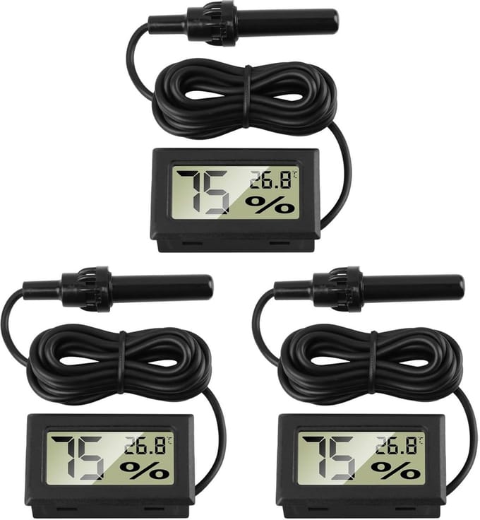 Digitale Thermometer Hygrometer - Temperatuur Vochtigheid Meter - Omgeving Monitoren - Met Externe Voeler - -50 tot 70°C - Wit
