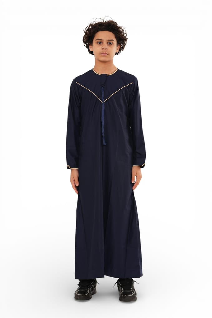 Kinderen Jongens Marine Ramadan Marokkaanse Jubba Robe Djellaba Kaftan Eid Thobe LFS -K-TT-006