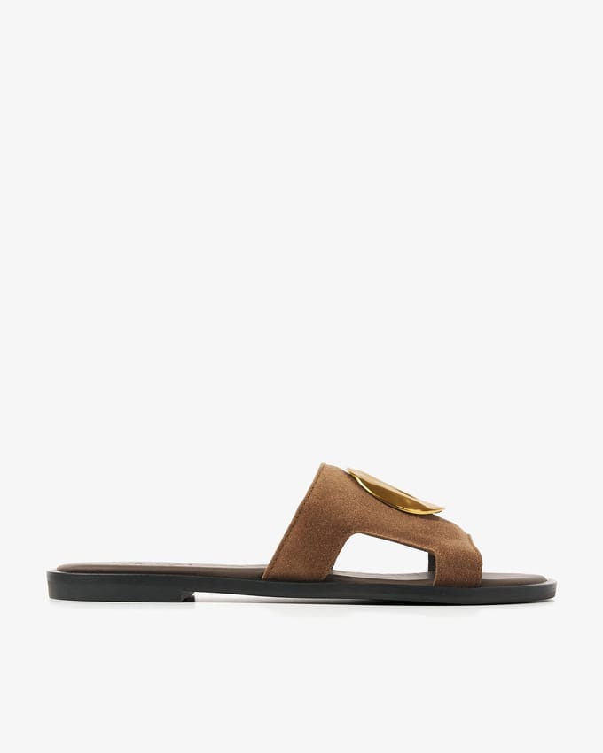 VIA VAI Vita Avi Slippers Dames - Suède - Cognac - Maat 42