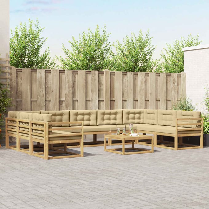 vidaXL - Buiten - bank - set - 10 - st - Wit - en - Beige