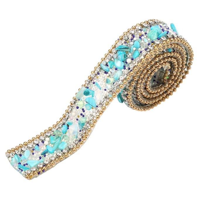 100*2cm Strass Lint Glans Kleine Diamant Wrap Rol Decoratie (#02) beige