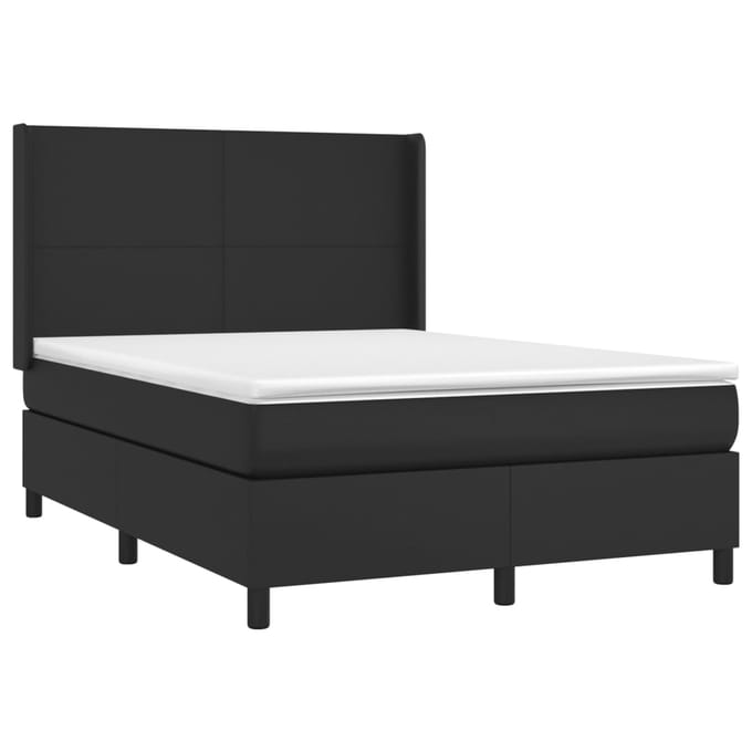 vidaXL - Boxspring - met - matras - kunstleer - zwart - 140x190 - cm