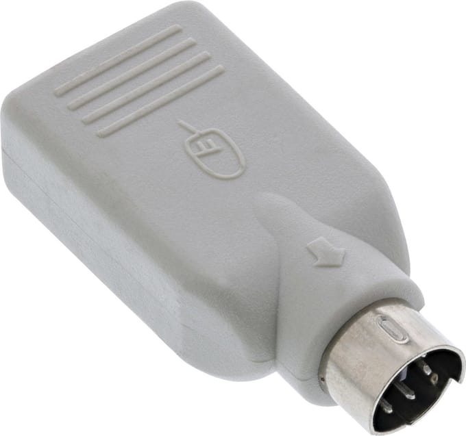 Mini DIN 6-pins PS/2 (m) - USB-A (v) adapter / beige