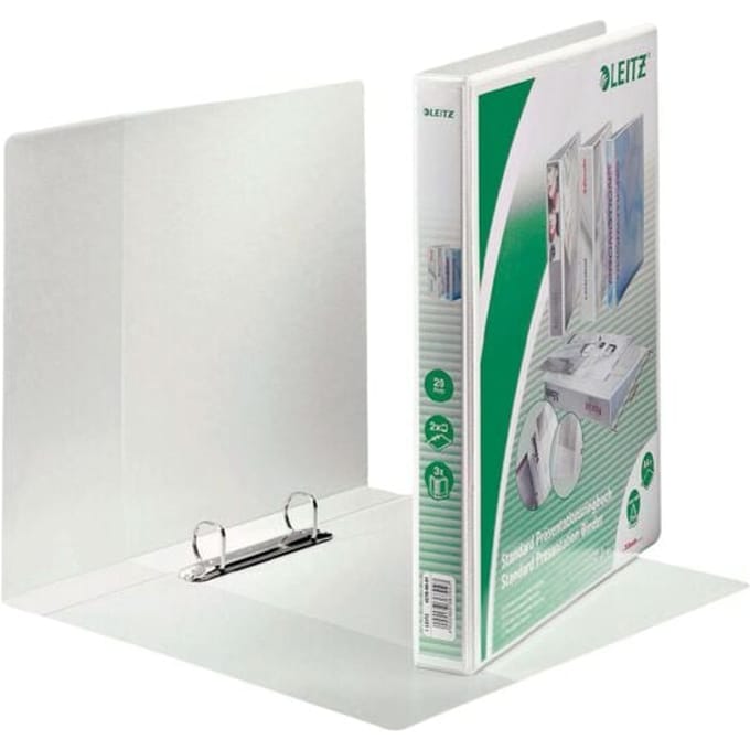 LEITZ presentatie-ringband, A4 extra breed, wit, rug 38 mm, 2-D-rings mechaniek