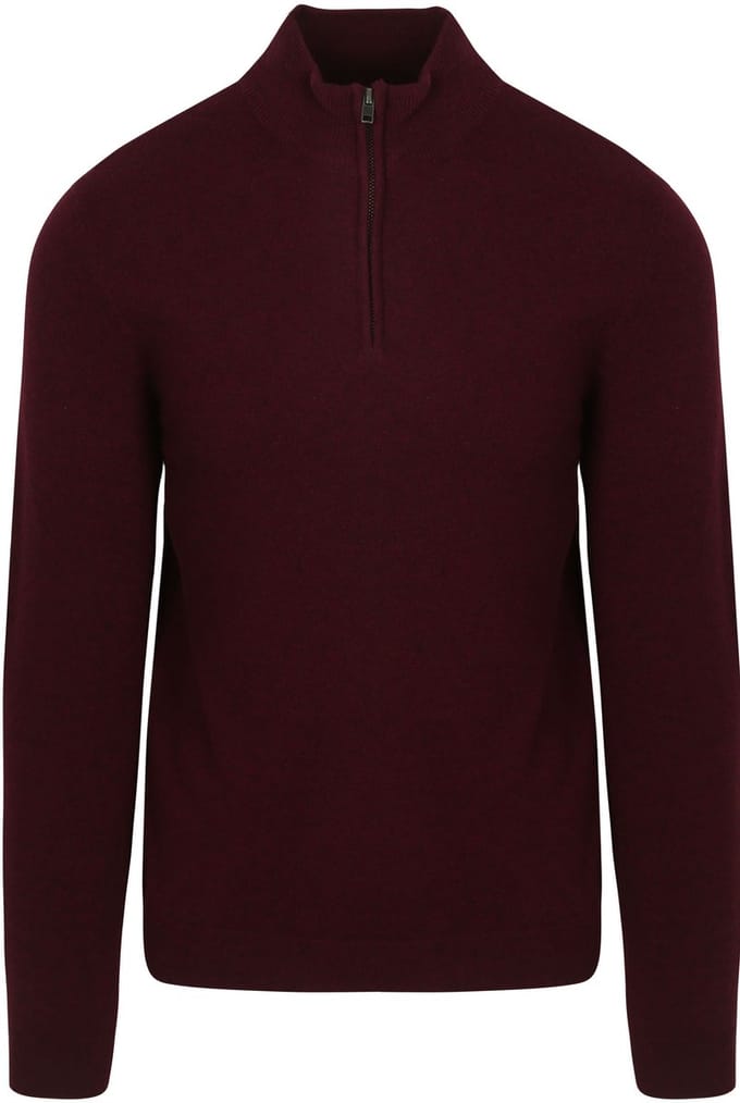 Steppin' Out Half Zip Trui Merinowol Bordeaux - Maat M - Heren - Pullovers