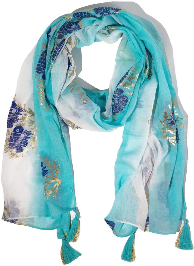 Nomad Sari Aqua Vis Sjaal – Turkoois (180x50cm)