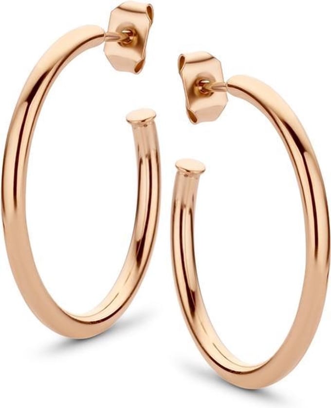 CO88 Collection Elemental 8CE-70066 Stalen Oorringen - Rond 25 mm - Roségoudkleurig