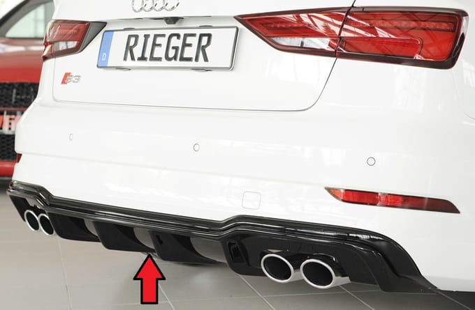 RIEGER - PERFORMANCE REAR DIFFUSER - AUDI S3 8V BERLINE & CABRIO - GLOSS BLACK