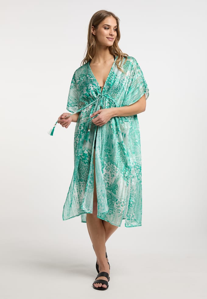 IZIA Kimono Dames Groen Wit
