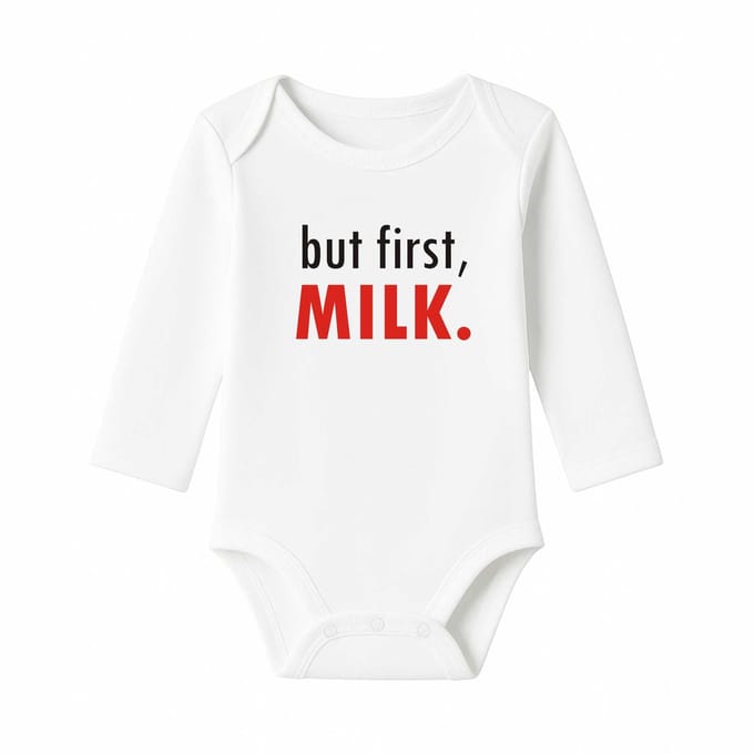 Romper But first, Milk - wit - lange mouw