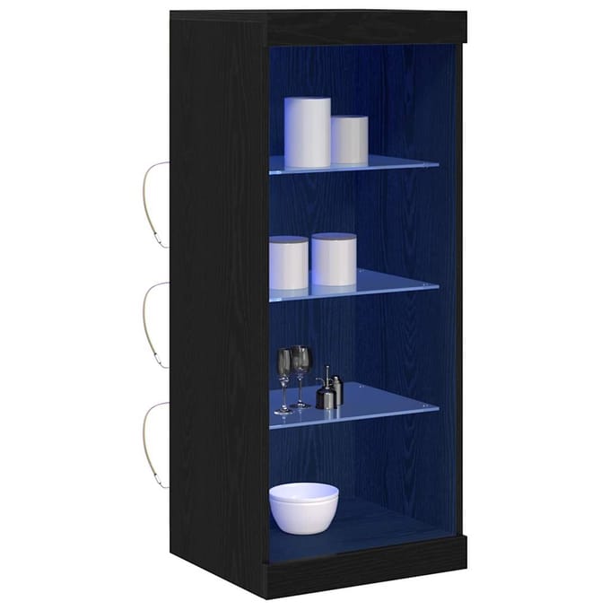 vidaXL - LED - Dressoir - Zwart - Eiken - 41 - x - 37 - x - 100 - cm - Bewerkt - hout
