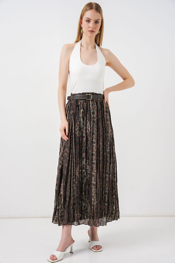 Hoge Taille Paisley Midi A-Lijn Rok