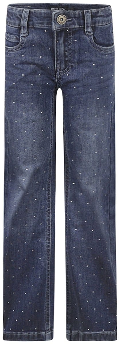 No Way Monday meisjes wide leg jeans blauw strass