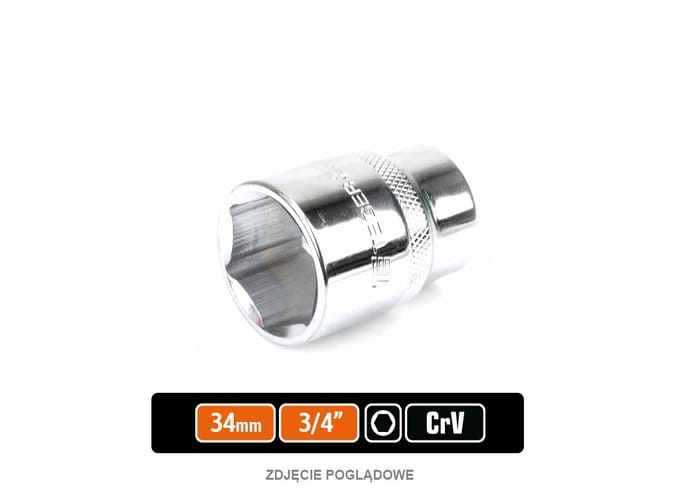 Dopsleutel 3/4" 34 mm zeskant CRV staal - TEGER T-W-KNS510