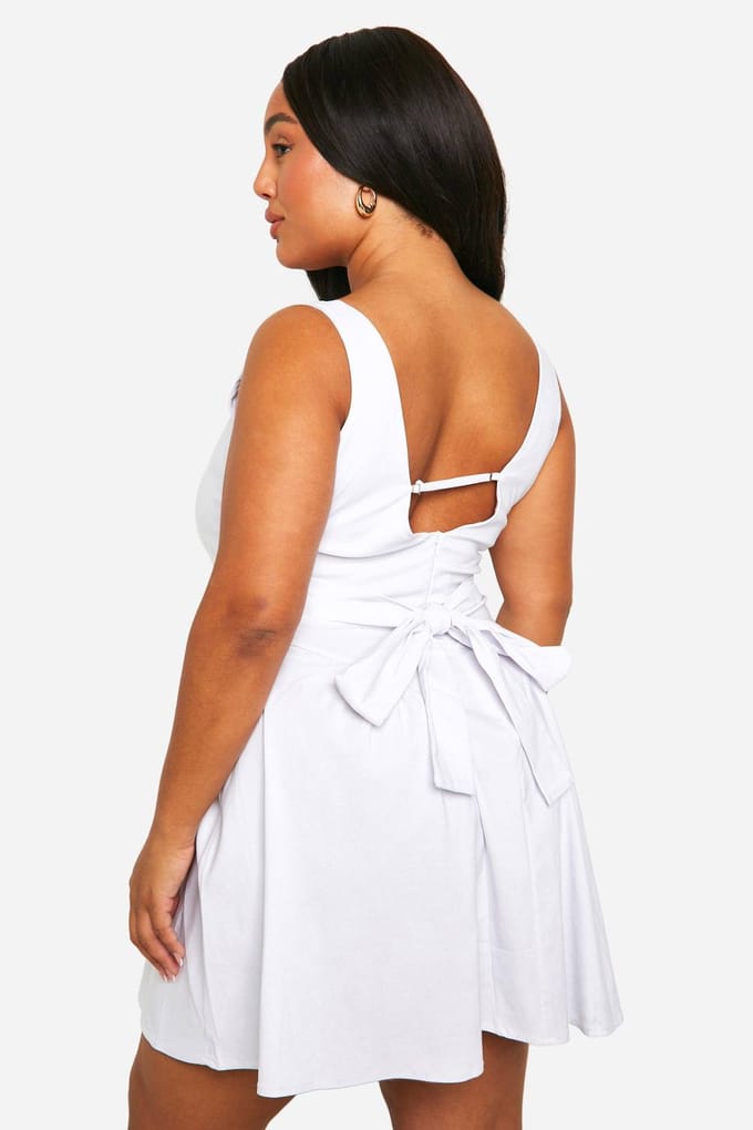 boohoo Dames Plus Bengaline Melkmeisje Mini Jurk | Wit | Maat: 44