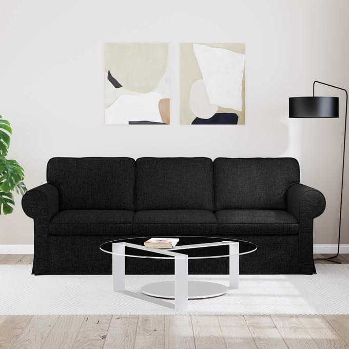 vidaXL - Bank - Zwart - 215 - x - 82 - x - 80 - cm - Stof