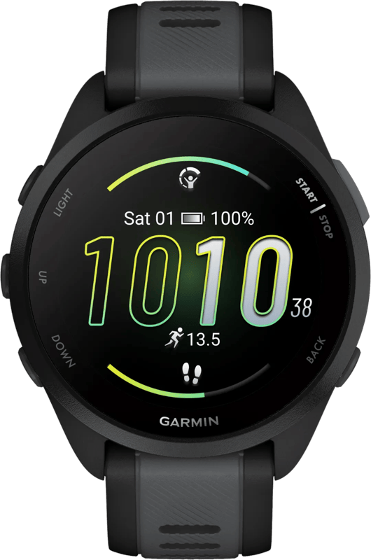 GARMIN Forerunner 165 - Hardloophorloge - 43 mm - Zwart-Leigrijs