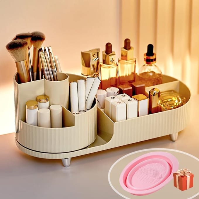 Draaibare make-up organizer met opbergvakken - Beige