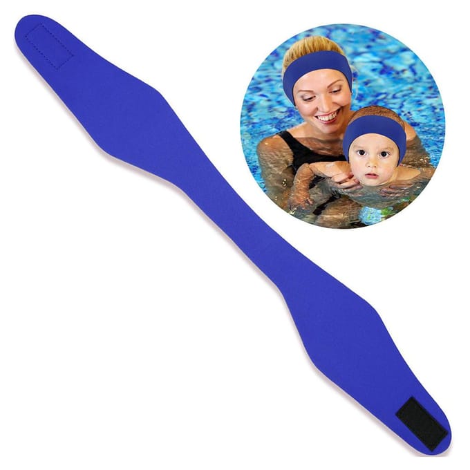 Rekbare Zwemhoofdband Flexibel Duurzaam Neopreen Oorbeschermend Zwemmer Hoofdband L Maat Donkerblauw blue