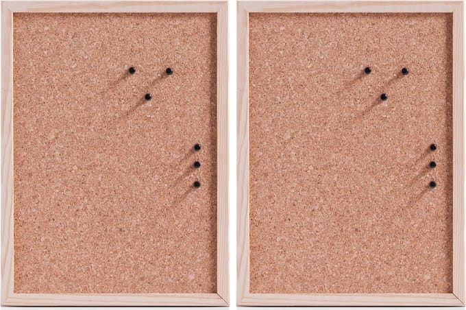 Zeller prikbord incl. punaises - 2x - 30 x 40 cm - kurk