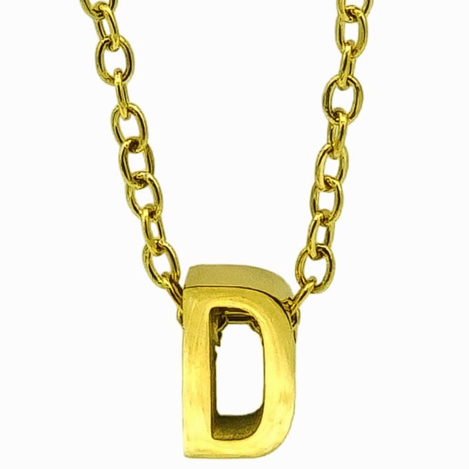 Initial ketting letter D - Minimalistisch - Goudkleurig Staal